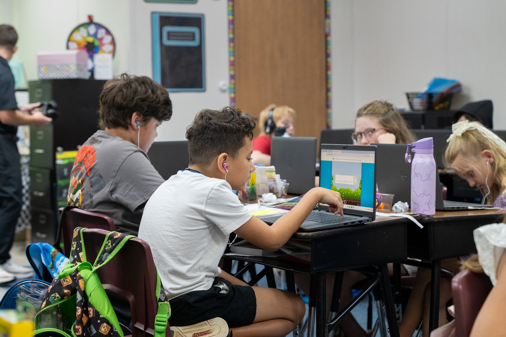 student working on computer 