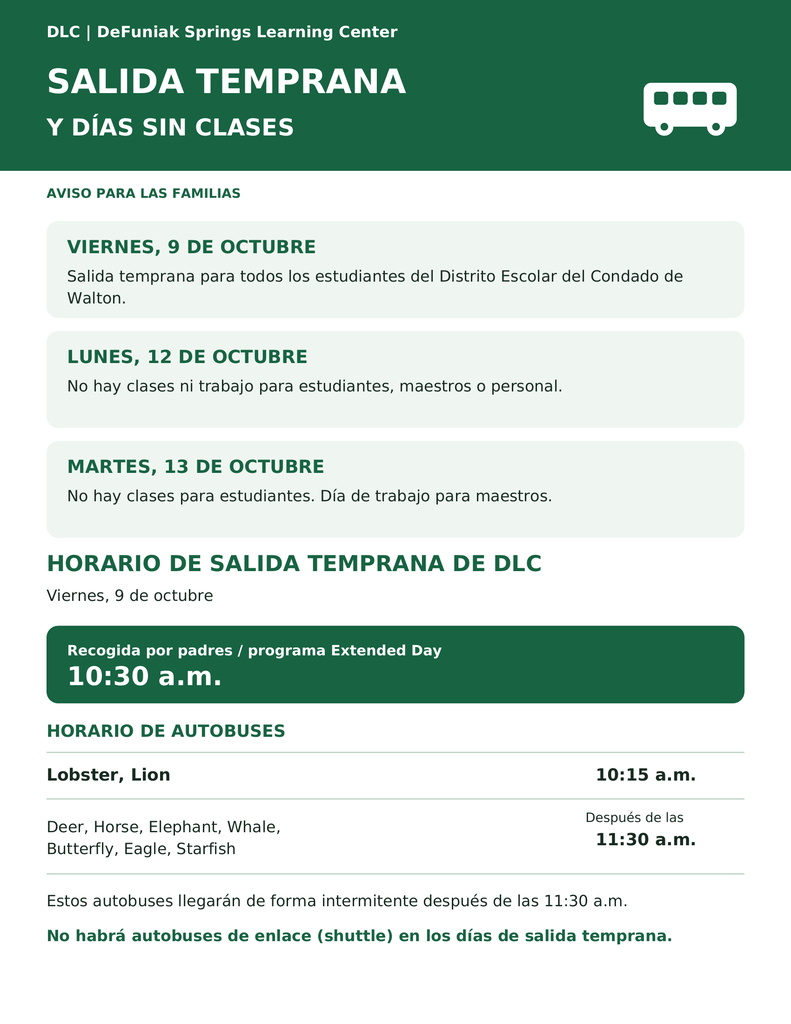 October Early Release Flyer