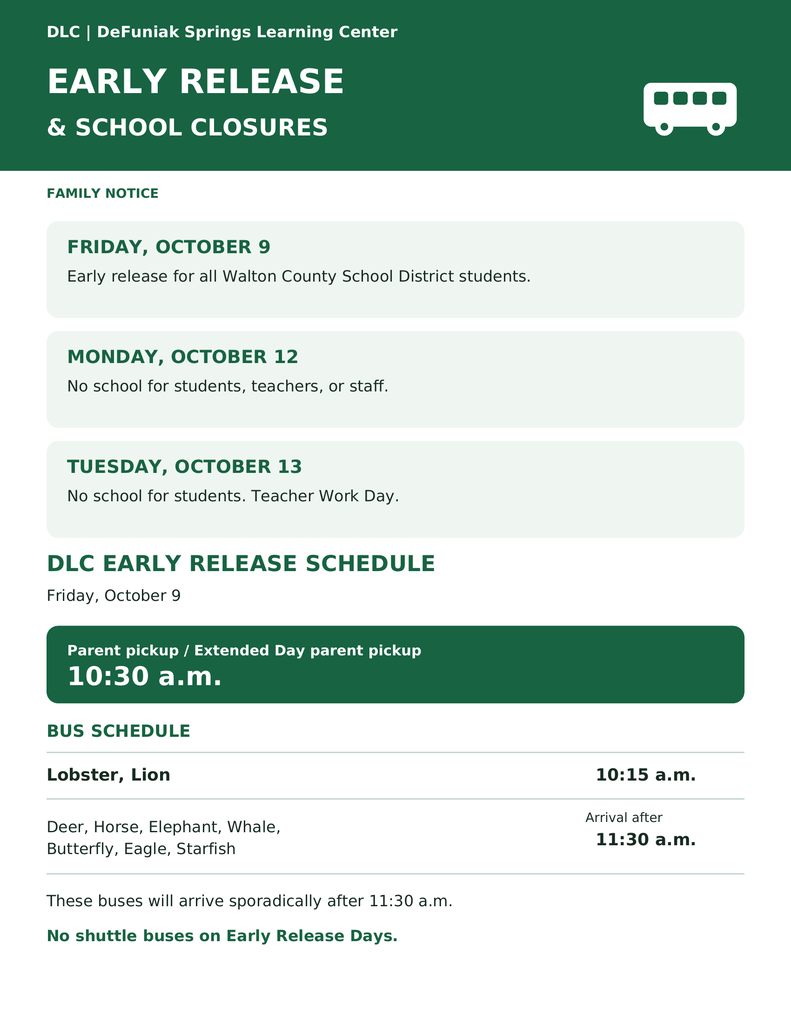 October Early Release Flyer