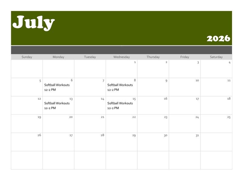 Softball - July 2026