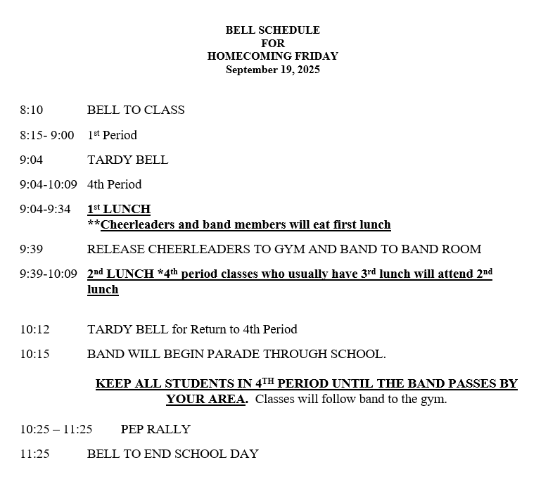 Bell Schedule 9-19-25
