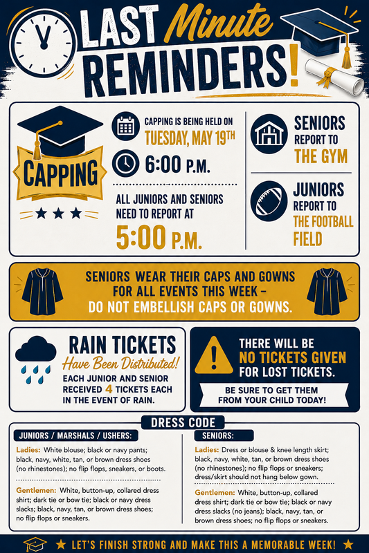 Last Minute Reminders - May 18, 2026