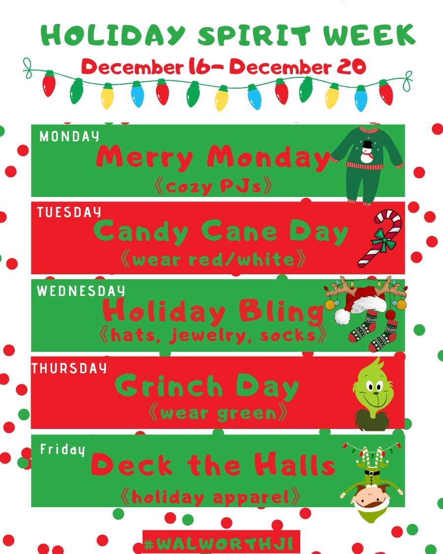 Holiday Spirit Week 2024 Events | Walworth Jt. School District #1