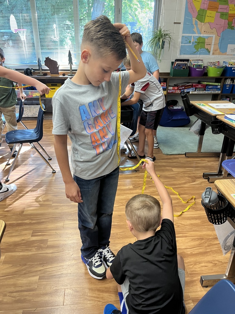 Third grade students learn how to use a tape measure in a fun activity working in pairs to measure lengths such as “wing span” among other things!