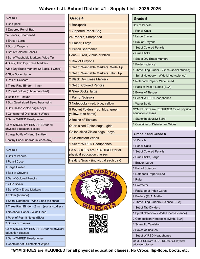 School Supply List