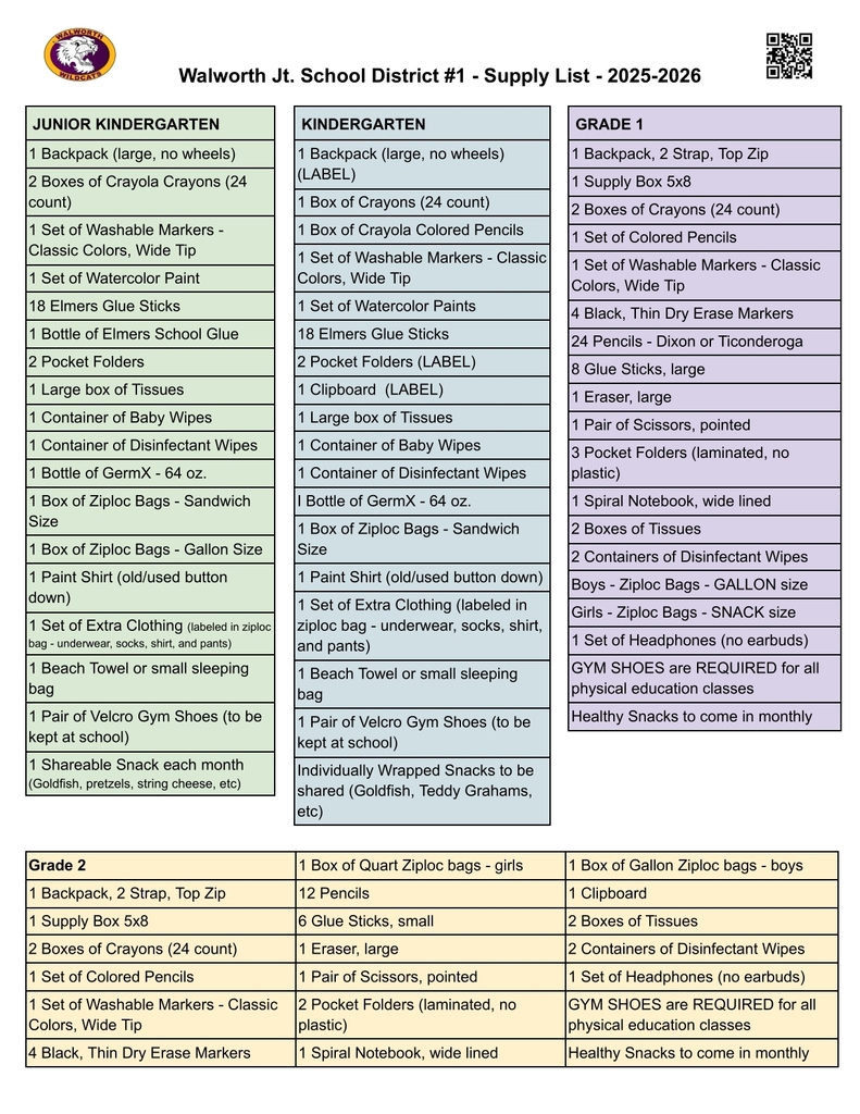 School Supply List