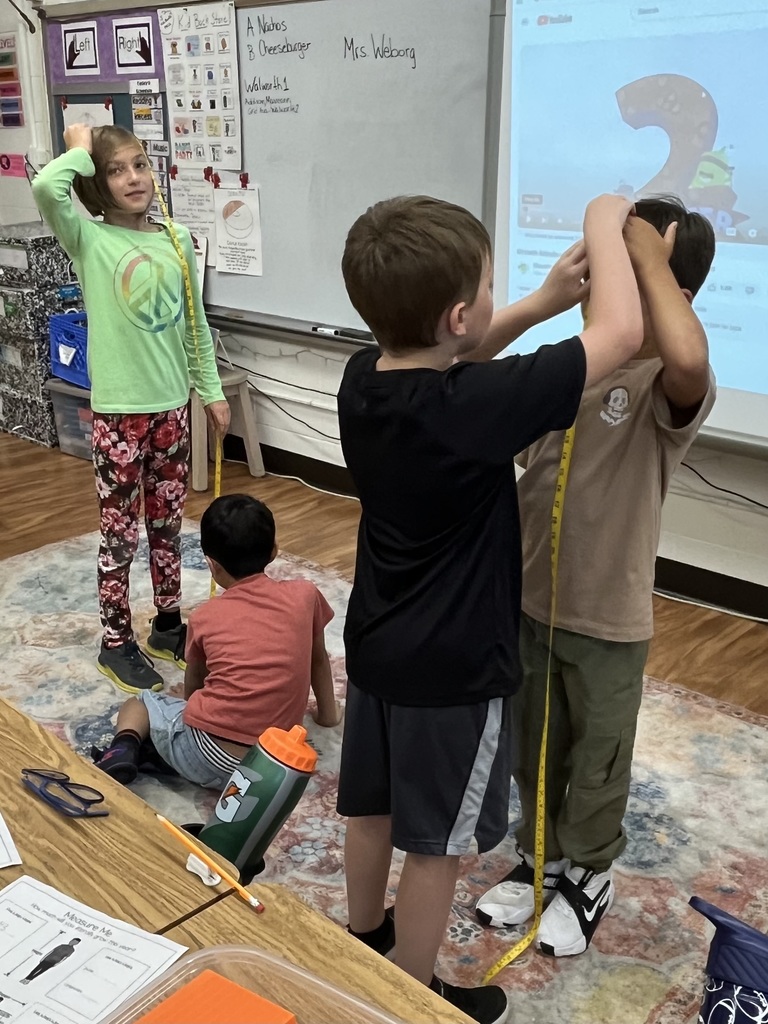 Students practiced measuring and recording using a tape measure. They will compare their findings again in June to see how much they grew!