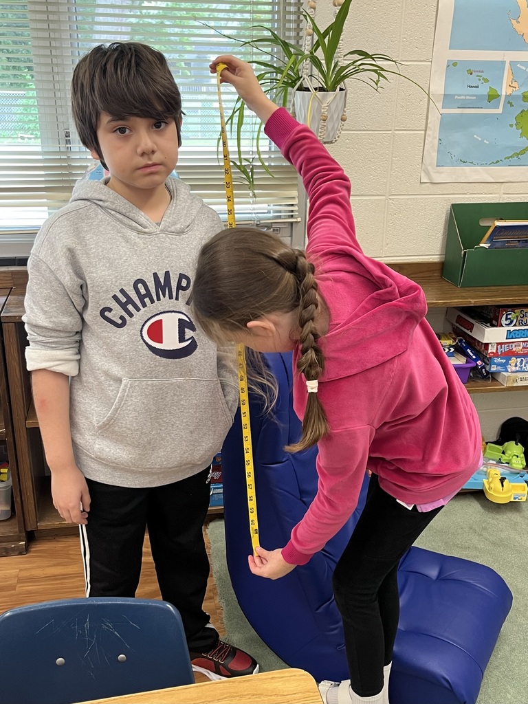 Students practiced measuring and recording using a tape measure. They will compare their findings again in June to see how much they grew!
