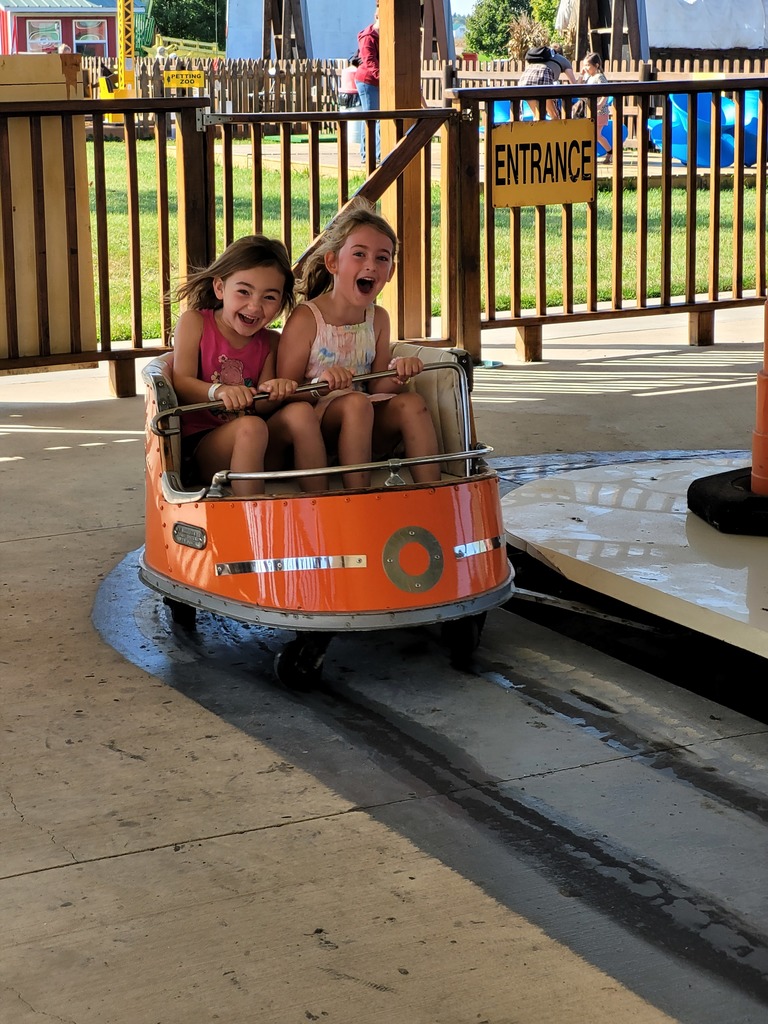 Students on roller car