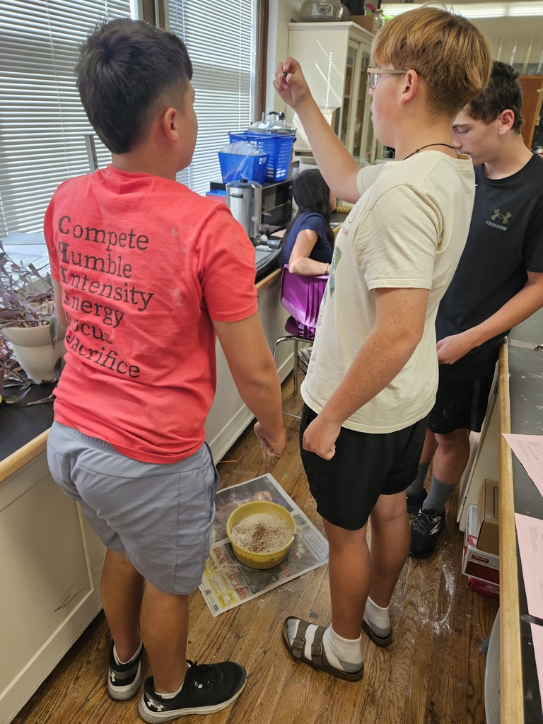 This week in Science students in Mrs. Schauf's 8th grade classes designed and conducted experiments to determine how different variables affect crater formation on the moon. It was very messy, but very productive. 