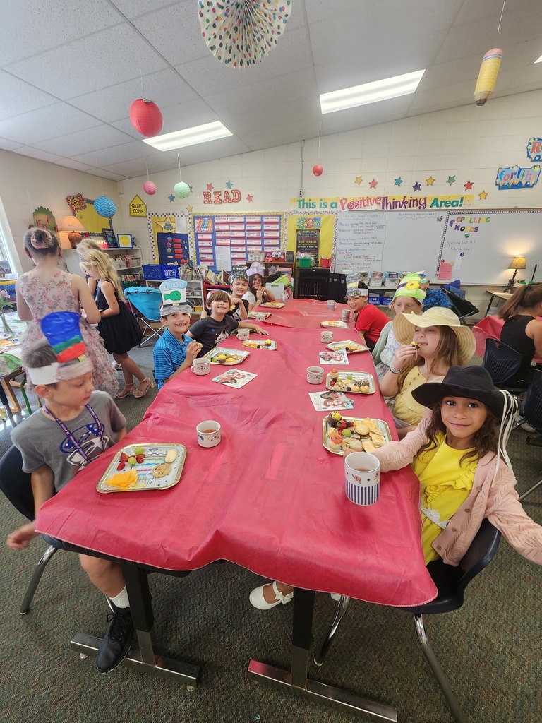 To celebrate the conclusion of our Classic Tales Unit for reading class, Mrs. Niemuth's class had a lovely tea party, like Alice in Wonderland! Parents donated the tea-sized treats, and we watched the short Disney version of The Wind and the Willows, which we also read in class!