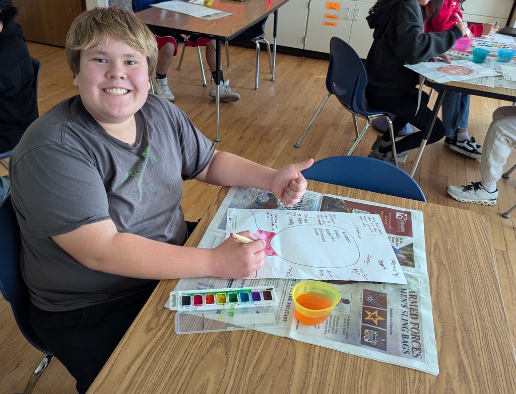 student painting with watercolors