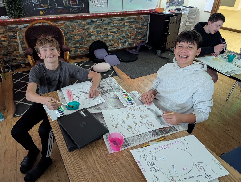 two students painting with watercolors