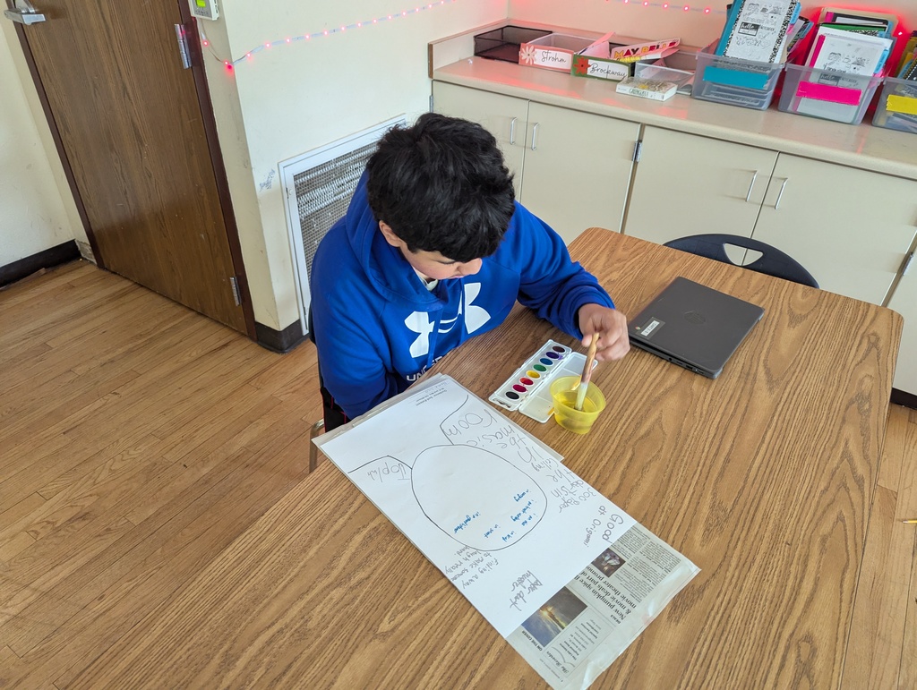 student painting with watercolors