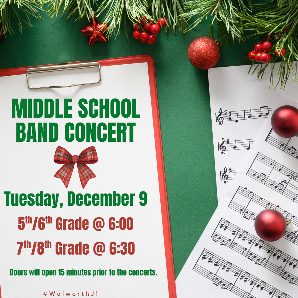 Middle School Band Concert ~ Tuesday, December 9