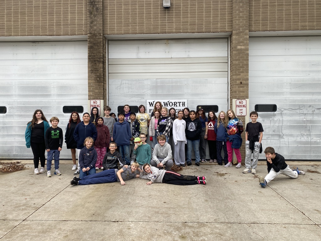 6th Grade in front of the Walworth Fire Sation
