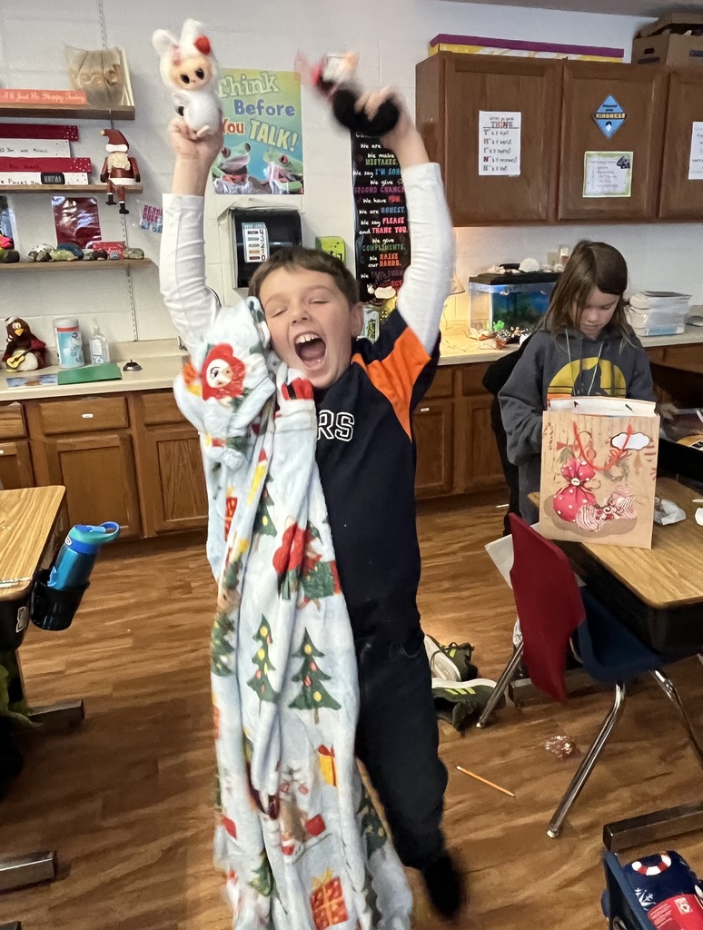 student excited for gifts