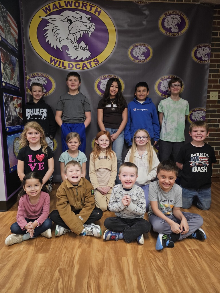 Paw Print Winners - 3 rows with five students in each row