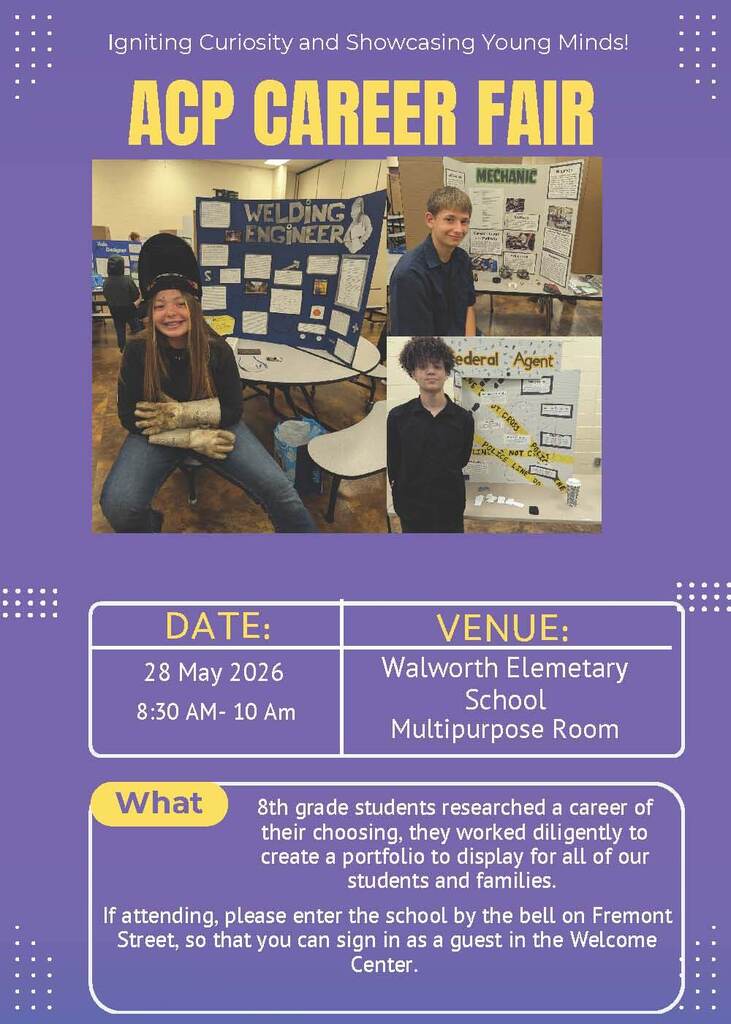 ACP Career Fair ~ Thursday, May 28 from 8:30-10:00 AM