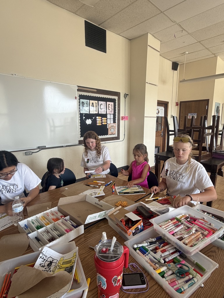 Students working on safety activities at Safety Town. 