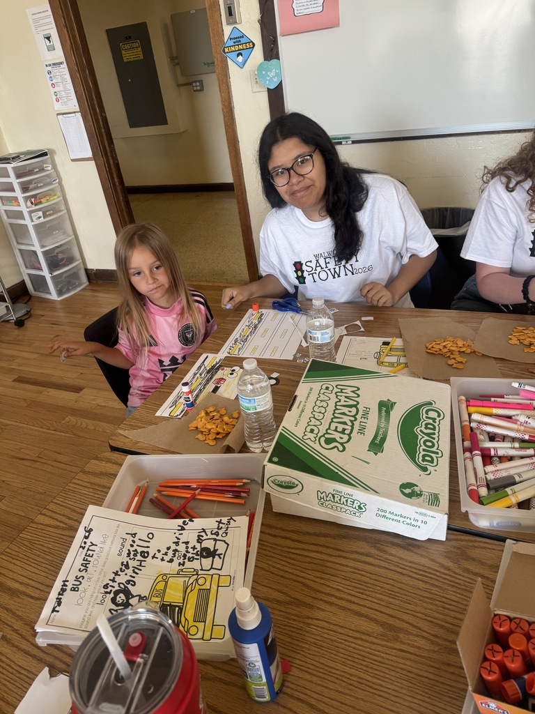 Students working on safety activities at Safety Town. 