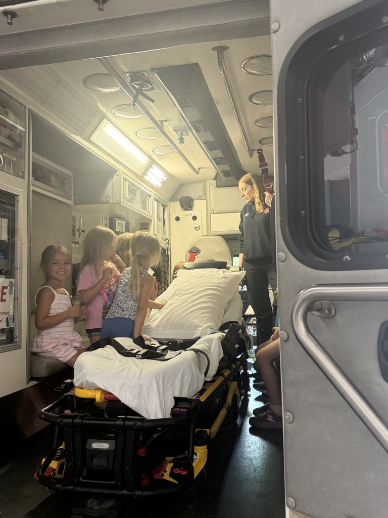 Students inside the ambulance. 
