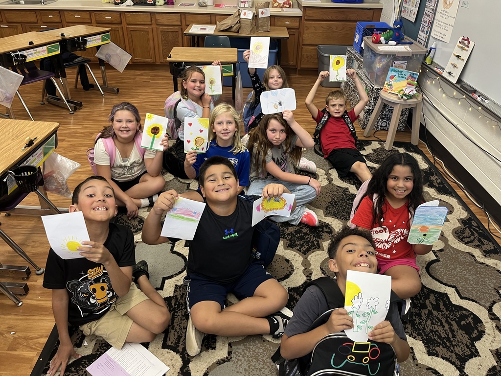Students with cards for Golden Years