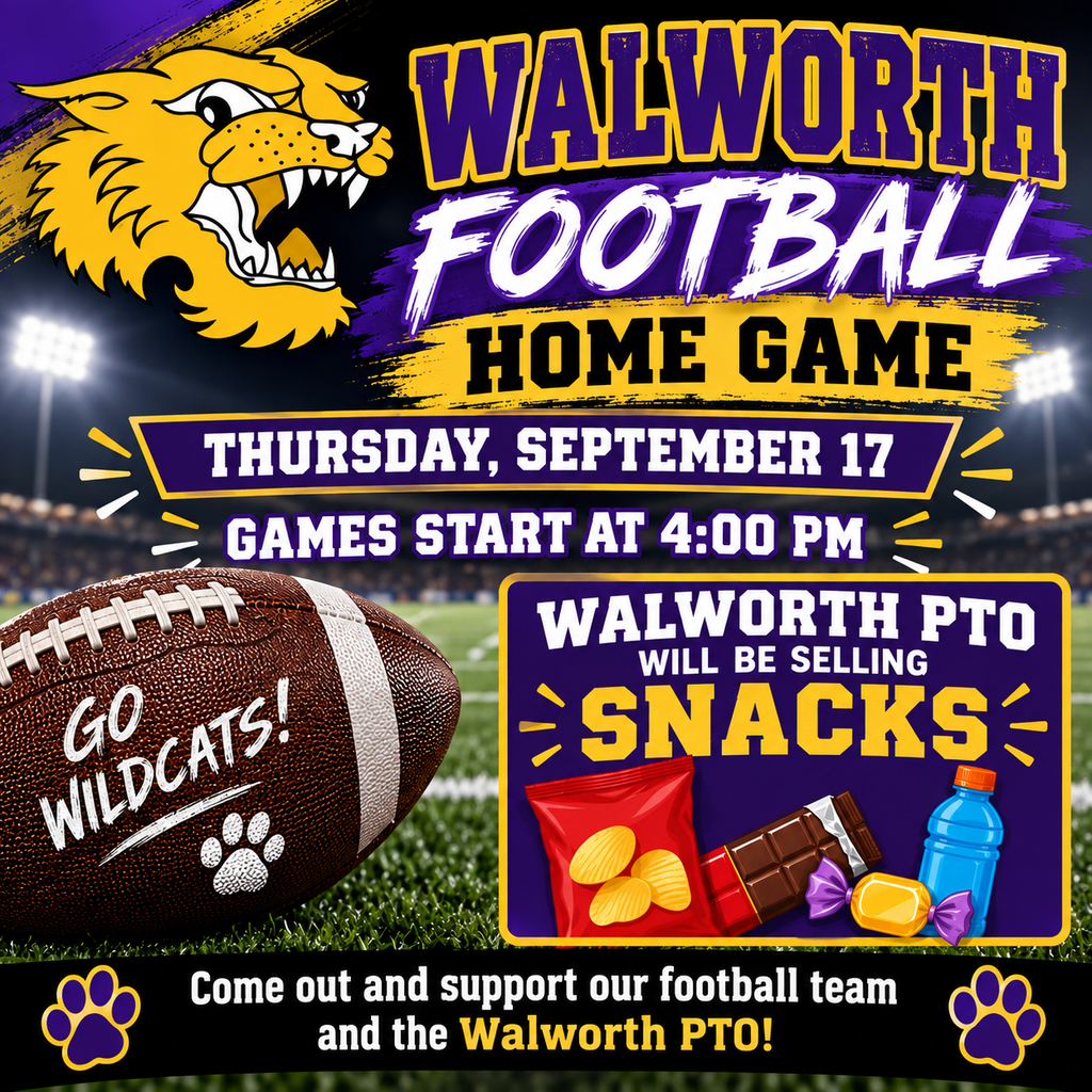 Walworth PTO will be selling snacks on Thursday, September 17