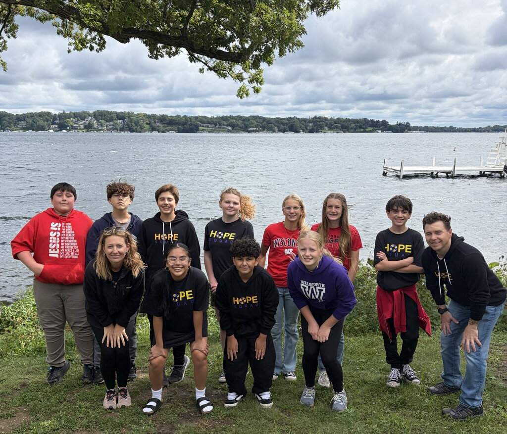 Walworth Hope Squad in front of Geneva Lake