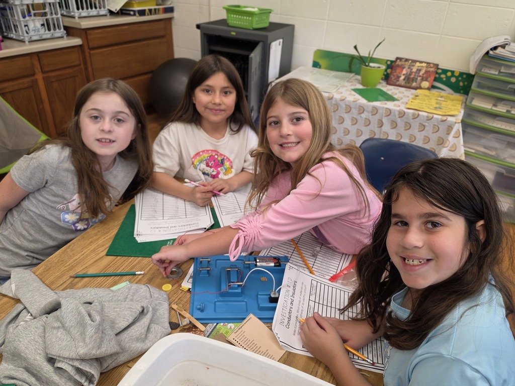 Students testing insulators/conductors. 