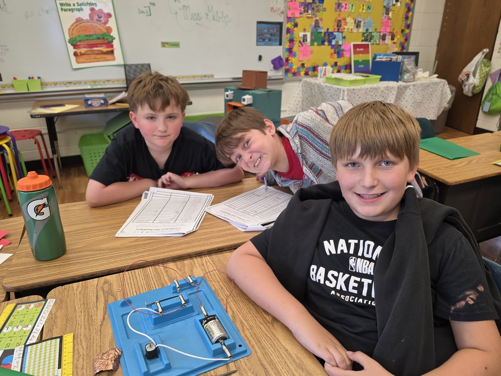 Students testing insulators/conductors. 