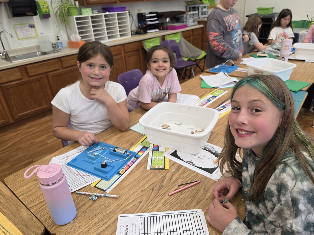 Students testing insulators/conductors. 