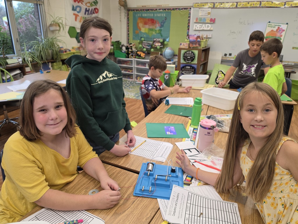 Students testing insulators/conductors. 