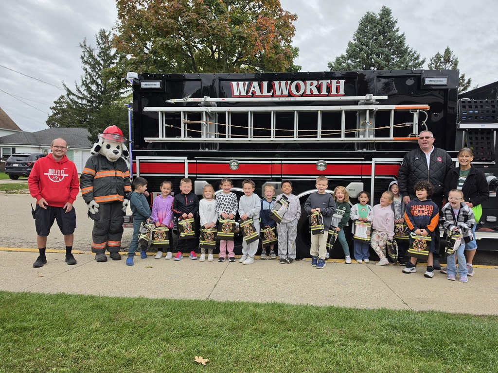 Students in front of the fire truck!
