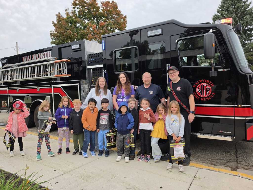 Students in front of the fire truck!