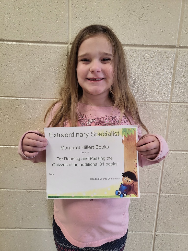 Congratulations to these Extraordinary Specialists. The Extraordinary Specialist needs to read and pass the quizzes of 31 additional Margaret Hillert books.