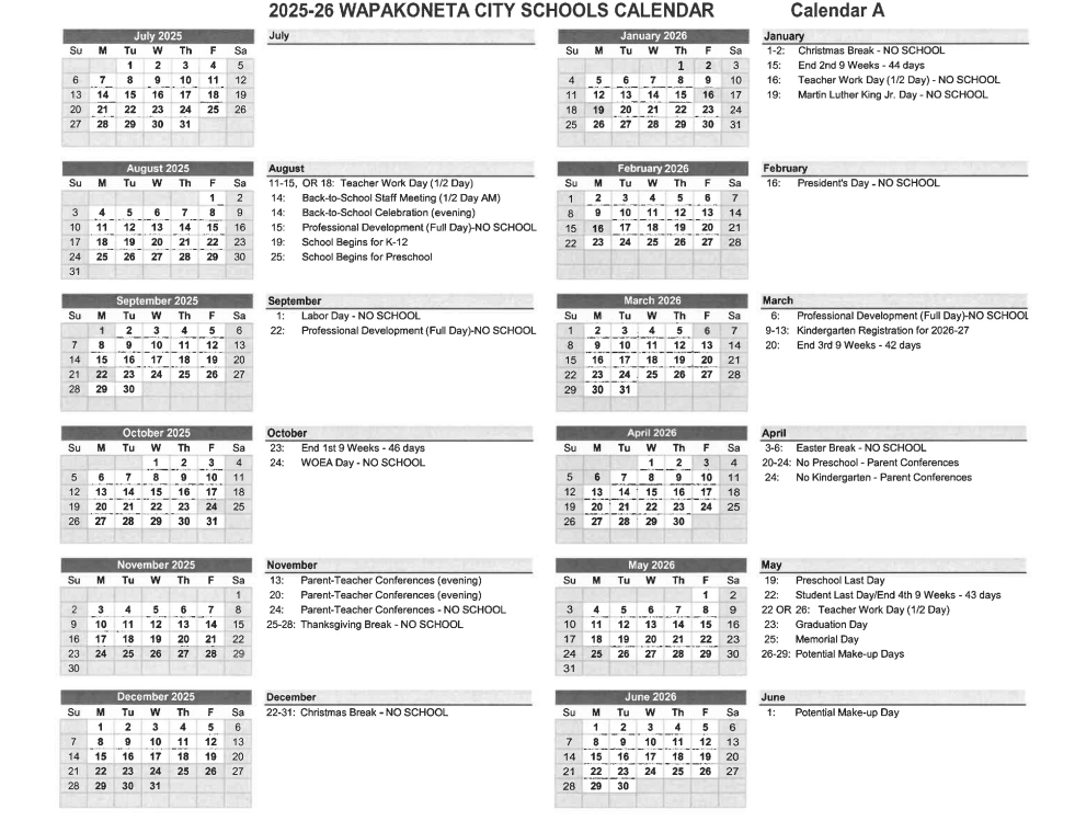 School calendar