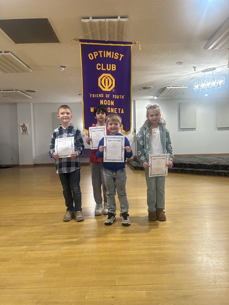 Noon Optimists Students of the Month Sept-Dec