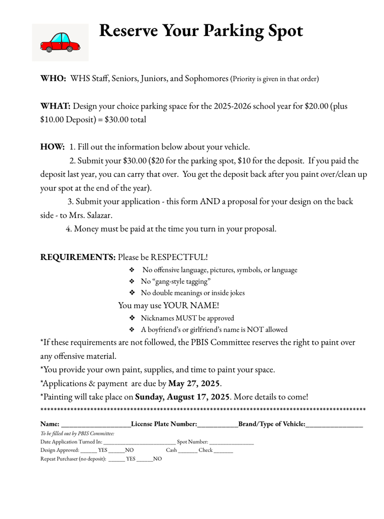 Parking Lot Space Application
