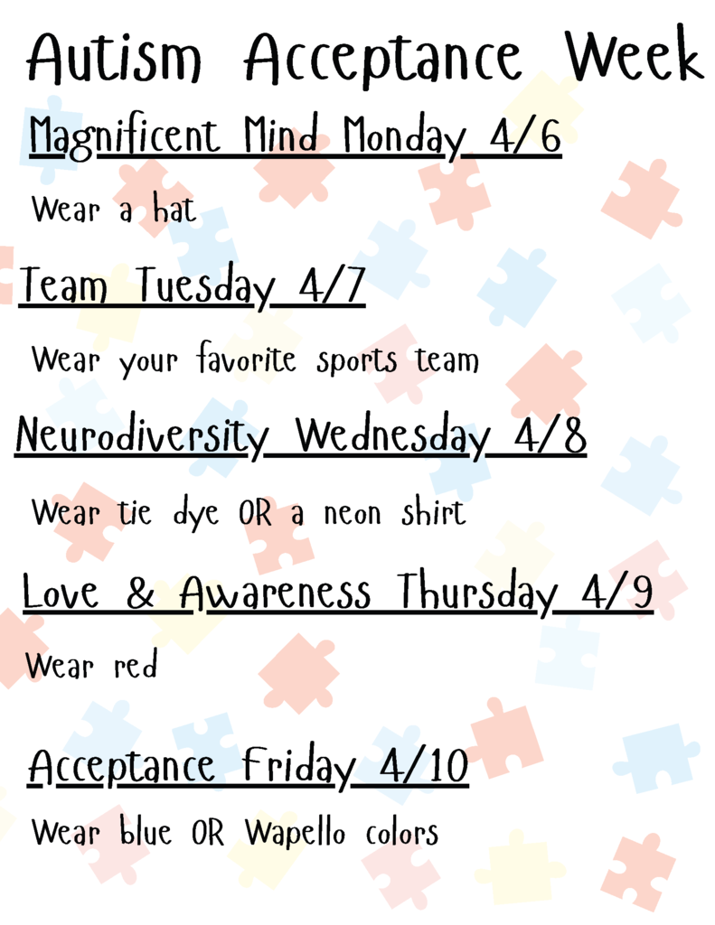 Autism Week Dress Up Days
