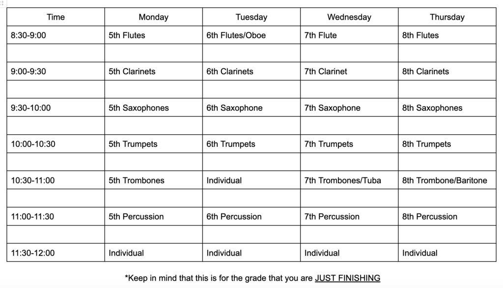 schedule
