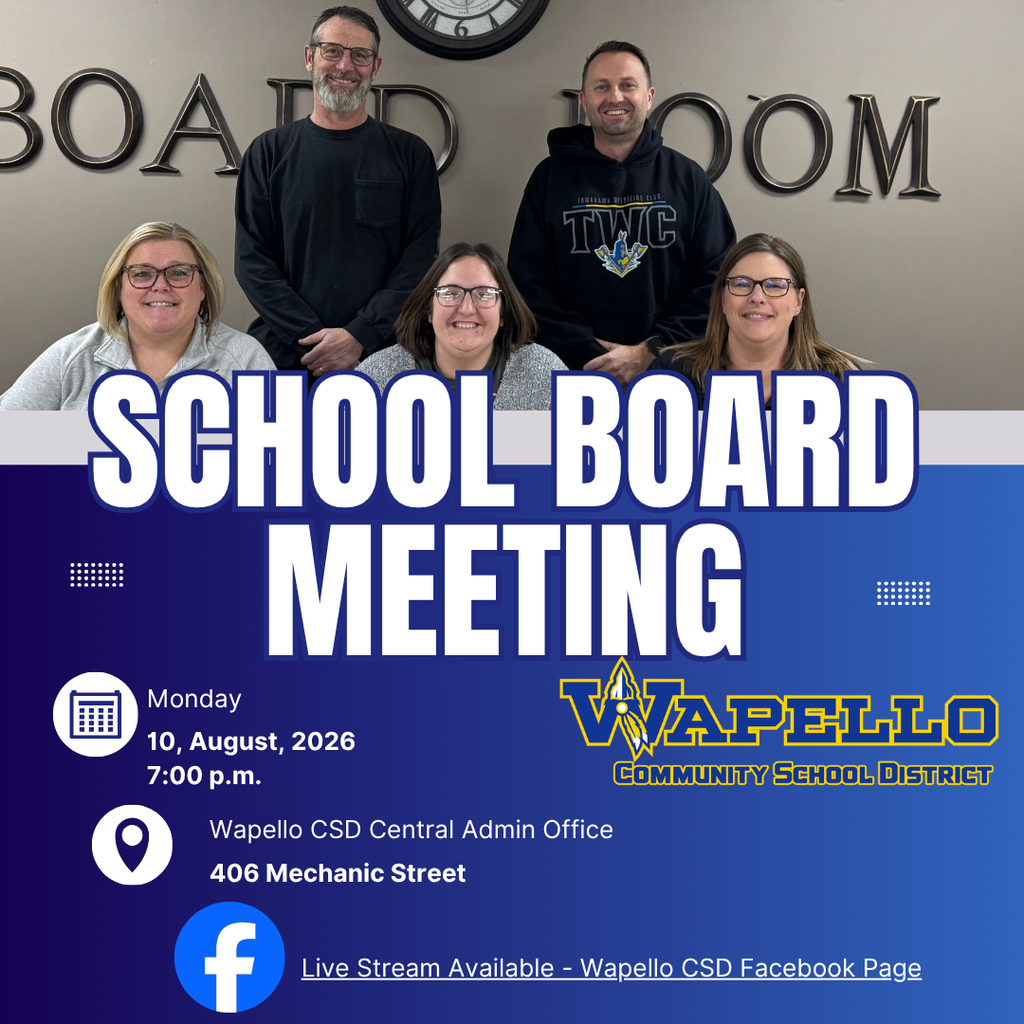 Upcoming School Board Meeting - August 10, 2026 - 7:00 p.m. - Facebook Live Stream