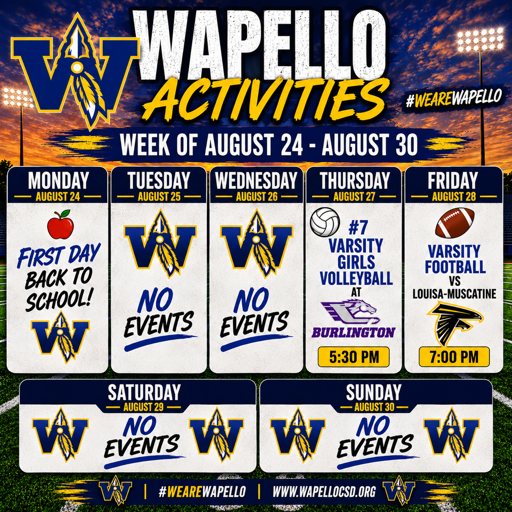 Wapello CSD Calendar of Events August 24-30