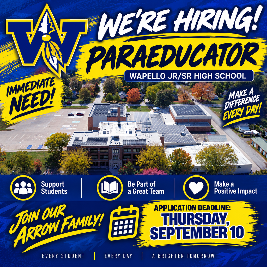 We're Hiring a Paraeducator at Wapello Jr/Sr High