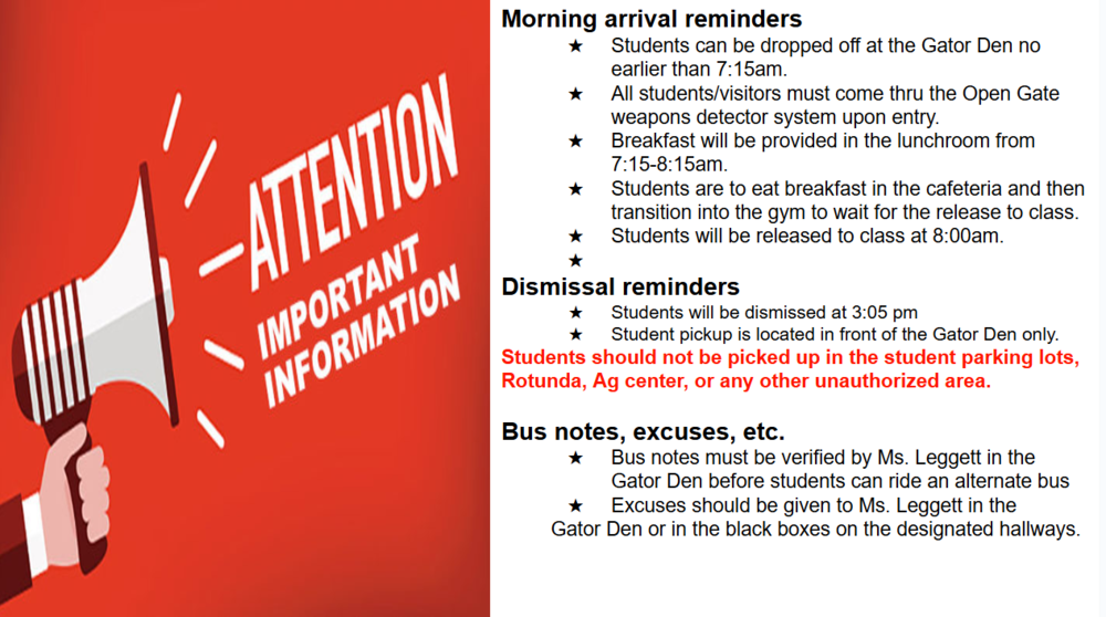 Arrival /Dismissal Info