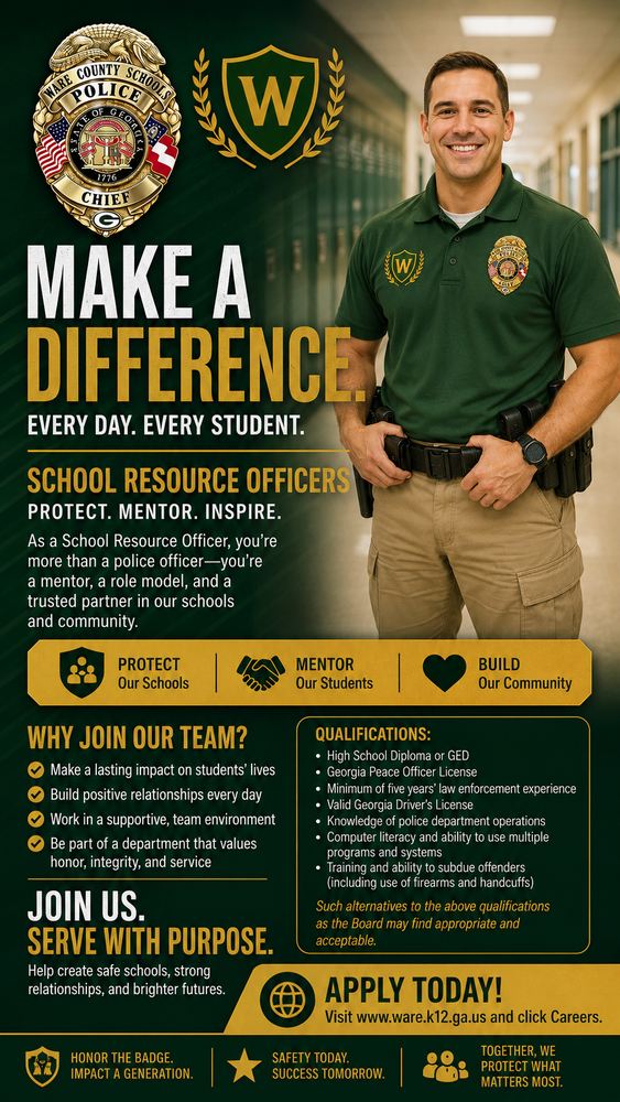Ware County Schools Police Department Seeking School Resource Officers