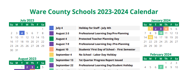 WCS 2023-2024 School Calendar Design Update | Ware County Schools