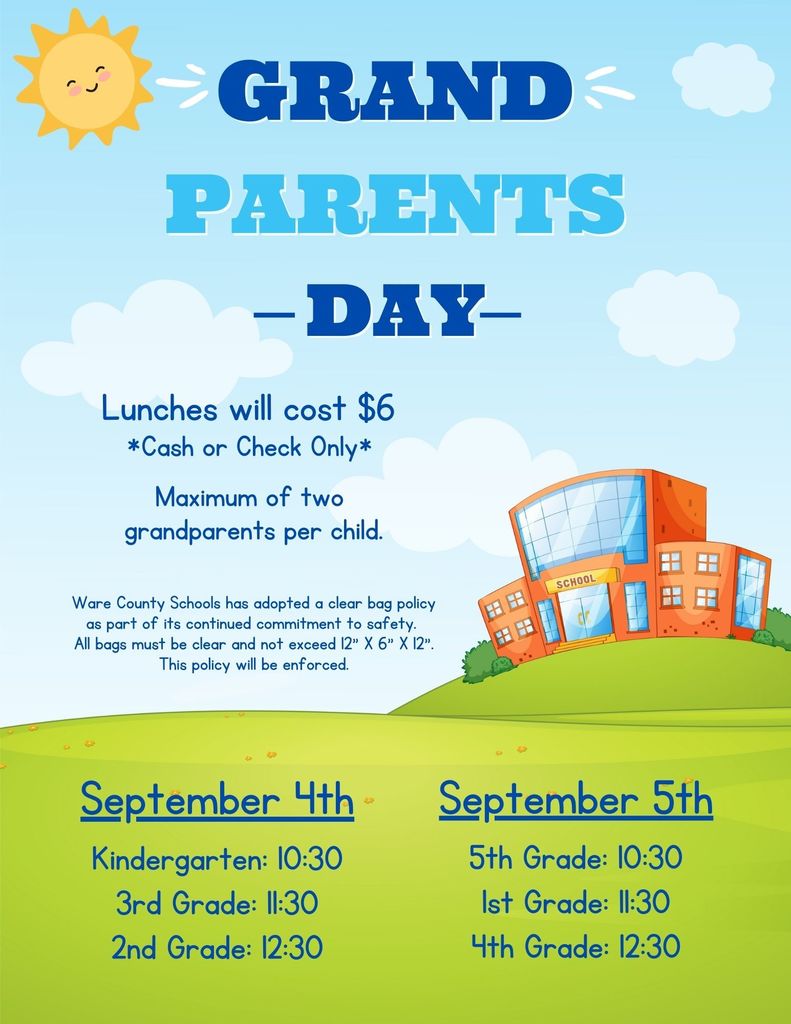 Grandparents' Day is quickly approaching, and we look forward to celebrating with our annual luncheon! Info + RSVP papers went home Monday—please send those back so we can plan for everyone.