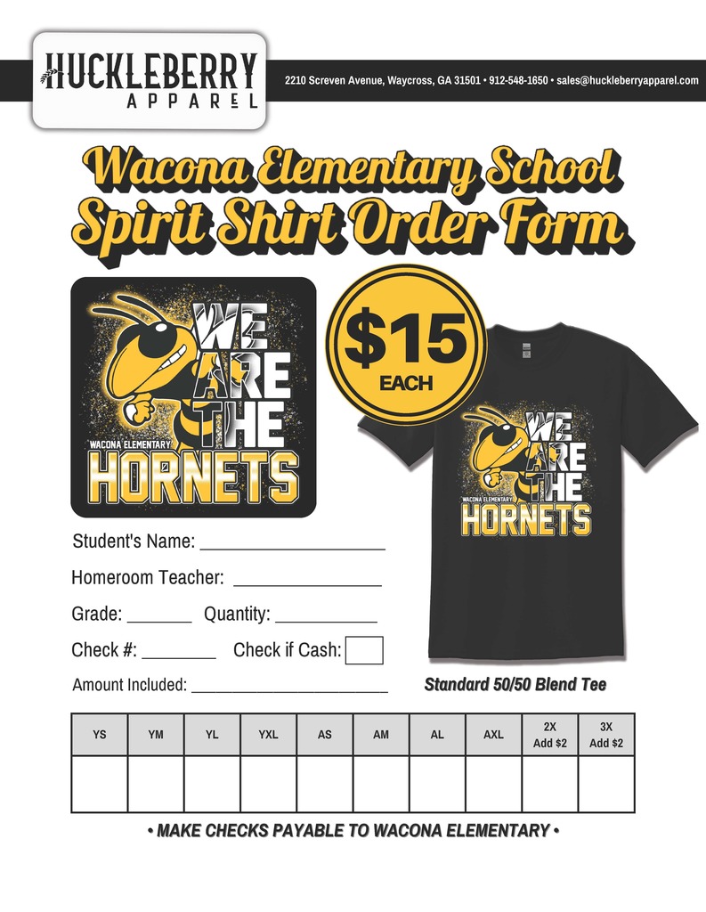 Wacona T- Shirt Order Form