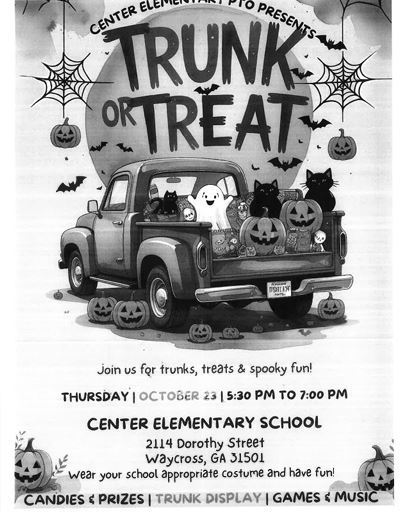🎃 Center Elementary’s Trunk-or-Treat! 🍬